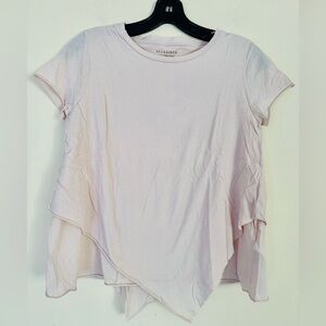 All Saints Light Pink Asymmetrical Short Sleeve Top -Size S
